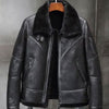 Aviator Winter Coat Fur Bomber Leather Jacket - -