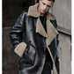 Men’s Shearling Short Fur Leather Jacket – Casual Thick Winter Coat