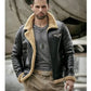 Mens Sheepskin Motorcycle Shearling Leather Bomber Jacket