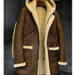 Men's Hooded Sheepskin Shearling Leather Jacket