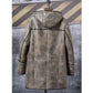 Men’s Bomber Shearling Fur Hooded Winter Long Leather Jacket Trench Coat