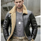 Mens Sheepskin Motorcycle Shearling Leather Bomber Jacket