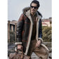 Men’s Hooded Bomber Shearling Leather Jacket Trench Coat