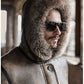 Men’s Hooded Shearling Collar Leather Bomber Jacket