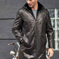 Shearling Fur Hooded Leather Trench Coat Outerwear