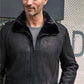 Men’s Black Shearling Fur Outwear Mink Overcoat Lapel Leather Jacket Coat