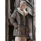 Men’s Bomber Shearling Fur Hooded Winter Long Leather Jacket Trench Coat