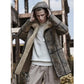 Men’s Bomber Shearling Fur Hooded Winter Long Leather Jacket Trench Coat