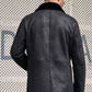 Men’s Black Shearling Fur Outwear Mink Overcoat Lapel Leather Jacket Coat