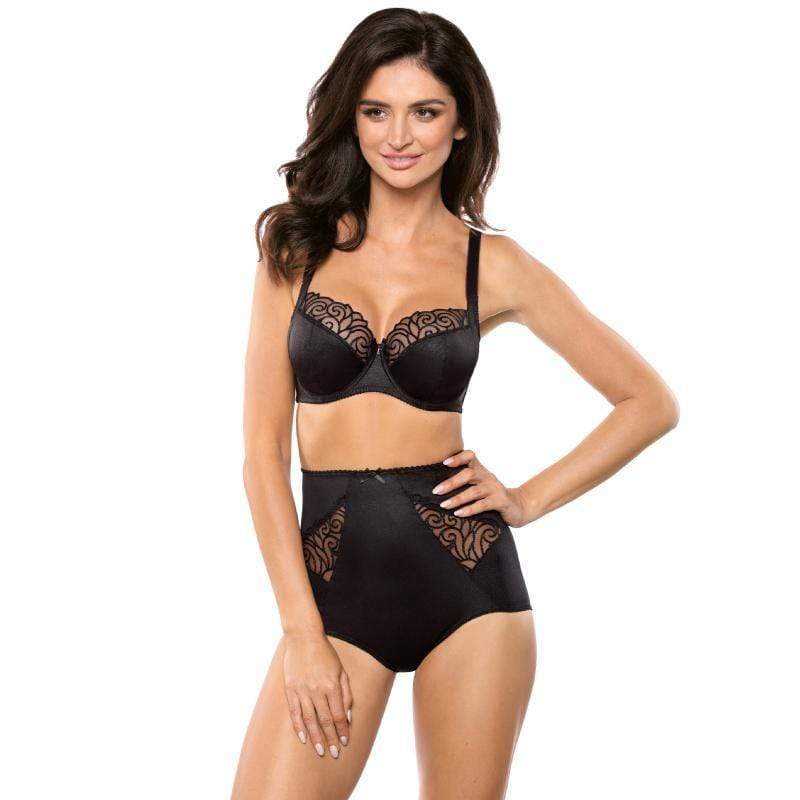 Sheer Embroidery Plus Size Bra Gorteks Onyx-3
