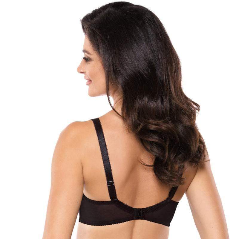 Sheer Embroidery Plus Size Bra Gorteks Onyx-1
