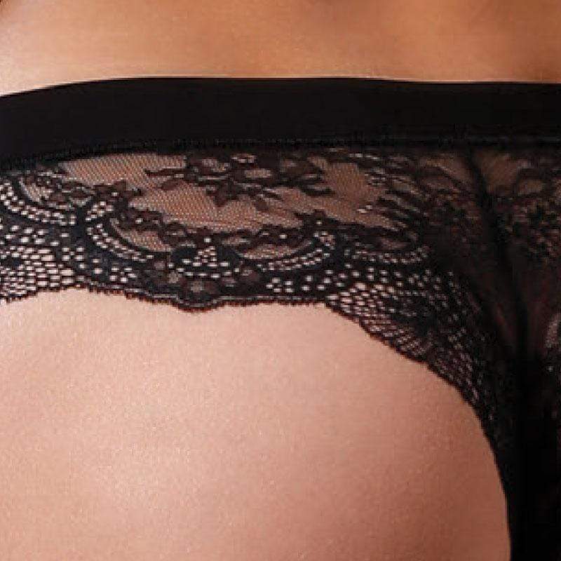 Sheer Lace Brazilian Panty Lavinia Gentleness Black-1