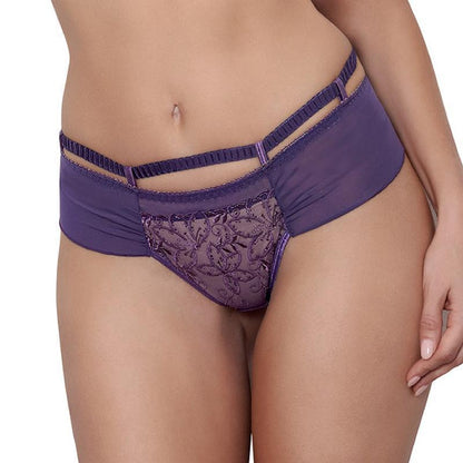 Axami Miami Vibe Purple Sheer Lace Brazilian Thong Panty-0