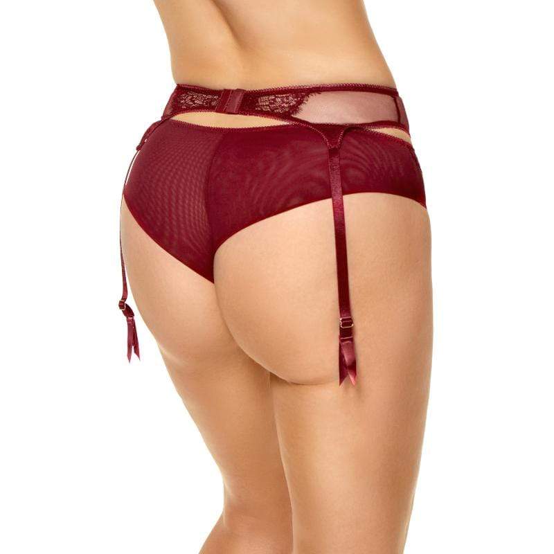 Kinga Cherry Sheer Mesh Lace Garter Belt-1
