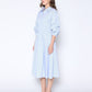 Gracia Fashion Women's Shirred Waist Puff Sleeve Stripe Cotton Dress