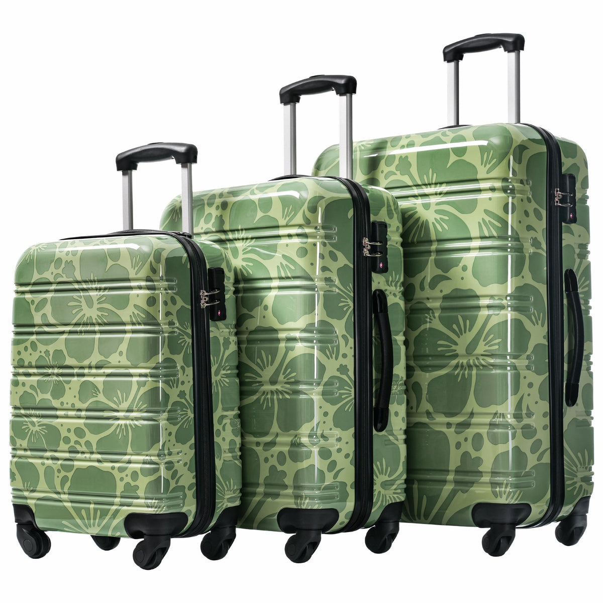 HouseOfZazla 3-piece hard shell luggage set in 20, 24, and 28-inch sizes