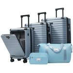 HouseOfZazla deluxe 5-piece hard-side luggage set with USB charging port and TSA locks in multiple colors
