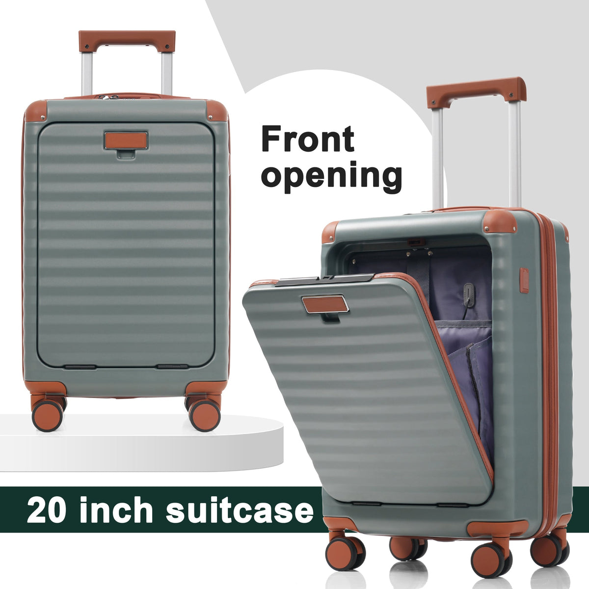 HouseOfZazla deluxe 5-piece hard-side luggage set in multiple colors with USB ports and TSA locks