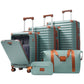 HouseOfZazla deluxe 5-piece hard-side luggage set with USB ports and TSA locks in multiple colors