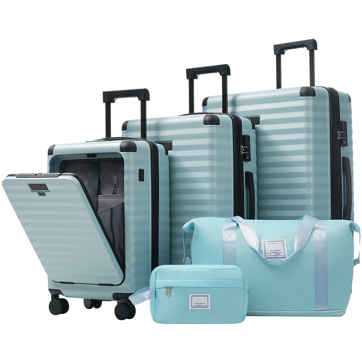 HouseOfZazla Deluxe 5-Piece Hard-Side Luggage Set with USB Port and TSA Locks in multiple colors