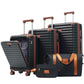 HouseOfZazla deluxe 5-piece hard-side luggage set with USB charging port and TSA locks in multiple colors
