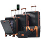 HouseOfZazla deluxe 5-piece hard-side luggage set in black and brown with USB ports and TSA locks