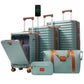 HouseOfZazla deluxe 5-piece hard-side luggage set in blue and green with USB port and TSA locks