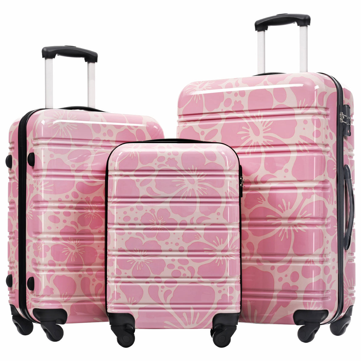 HouseOfZazla hardshell 3-piece spinner luggage set with TSA lock