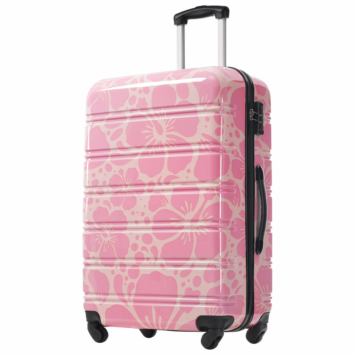 HouseOfZazla hardshell 3-piece spinner luggage set with TSA lock, shown in three suitcase sizes