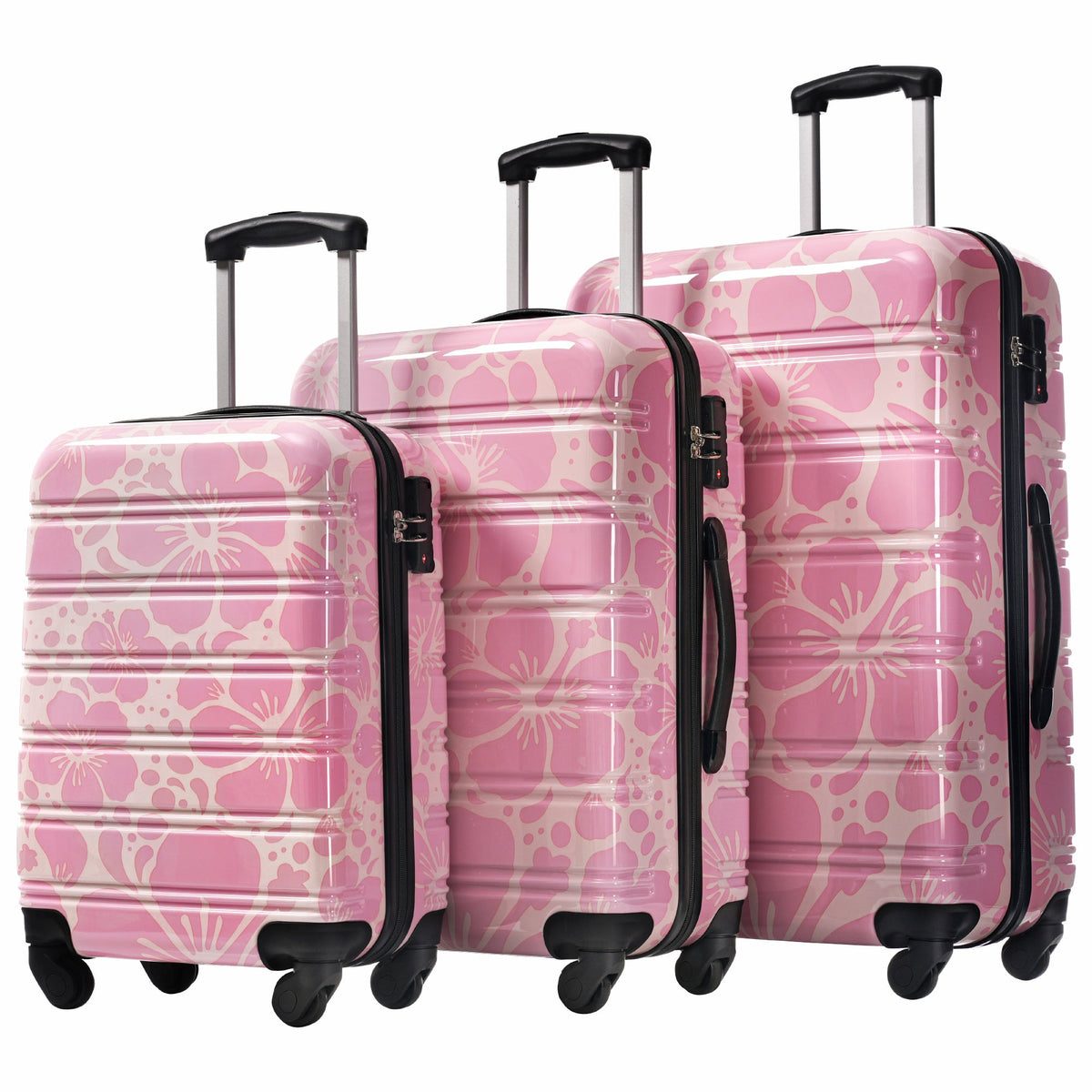 HouseOfZazla hardshell 3-piece spinner luggage set with TSA lock