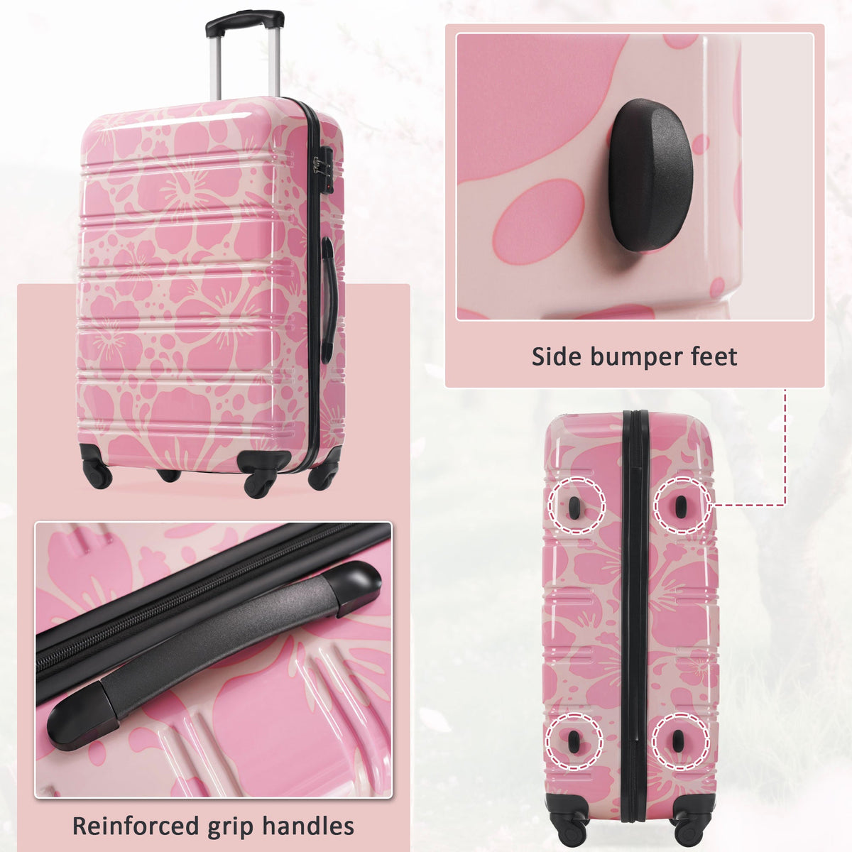 HouseOfZazla hardshell 3-piece spinner luggage set with TSA lock、】【