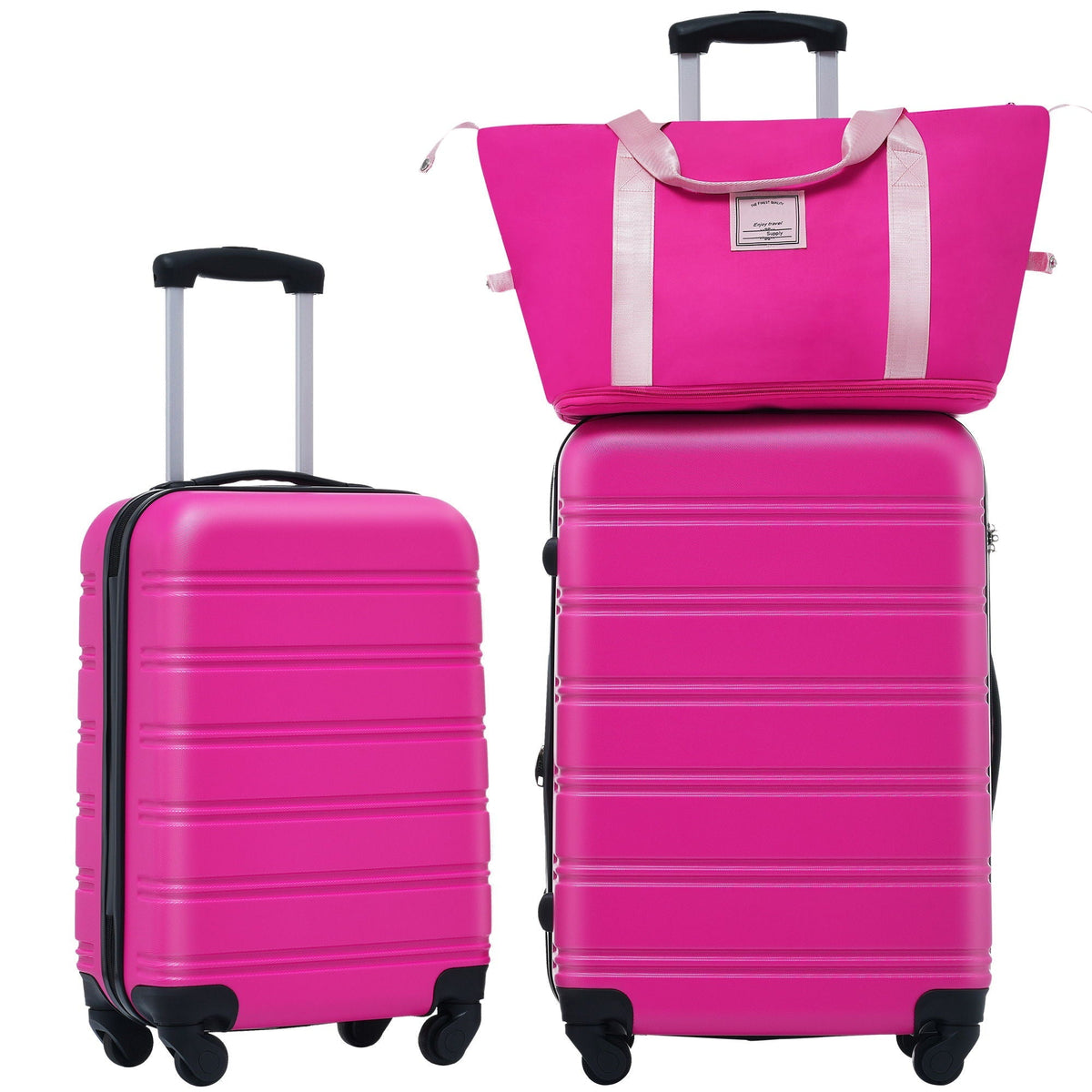 HouseOfZazla pink hardshell luggage set with 2 pieces and TSA locks