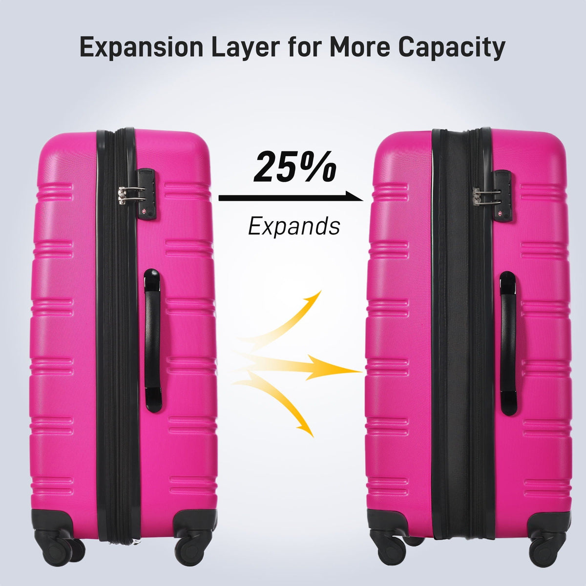HouseOfZazla pink hardshell luggage set, 2 pieces with TSA locks