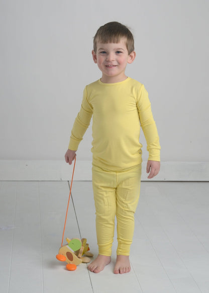 Yellow Bamboo Pajamas for Kids – Two Piece Set