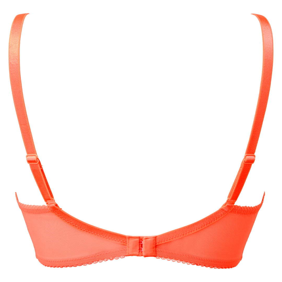 Sheer Lace Plunge Bra Gossard Superboost Neon Coral-4