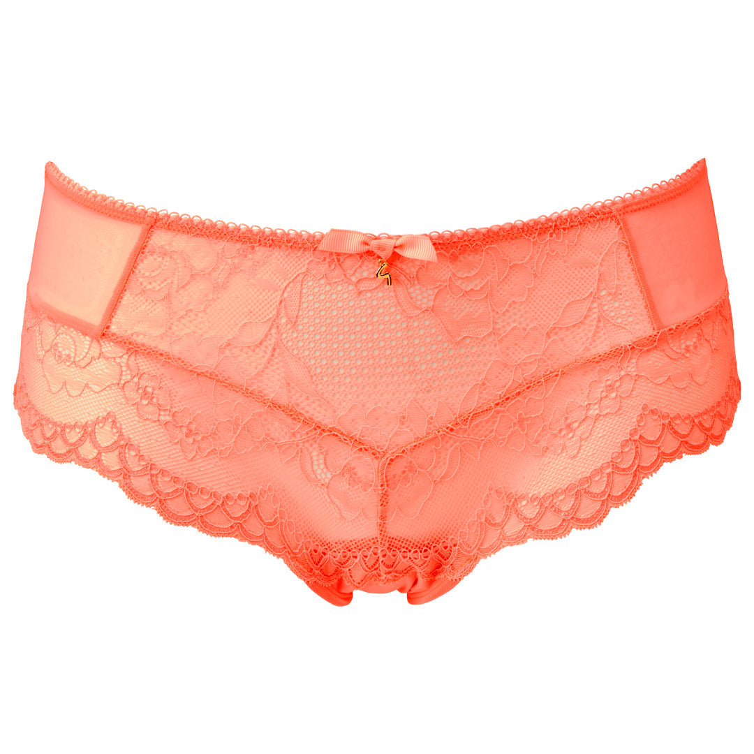 Gossard Superboost Lace Neon Coral Sheer Shorts Panty-2