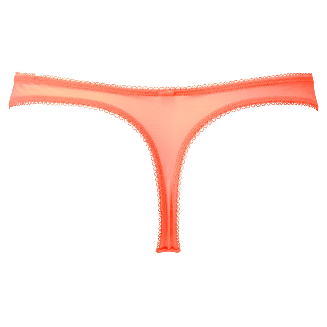 Gossard Superboost Lace Neon Coral Sheer Thong Panty-4