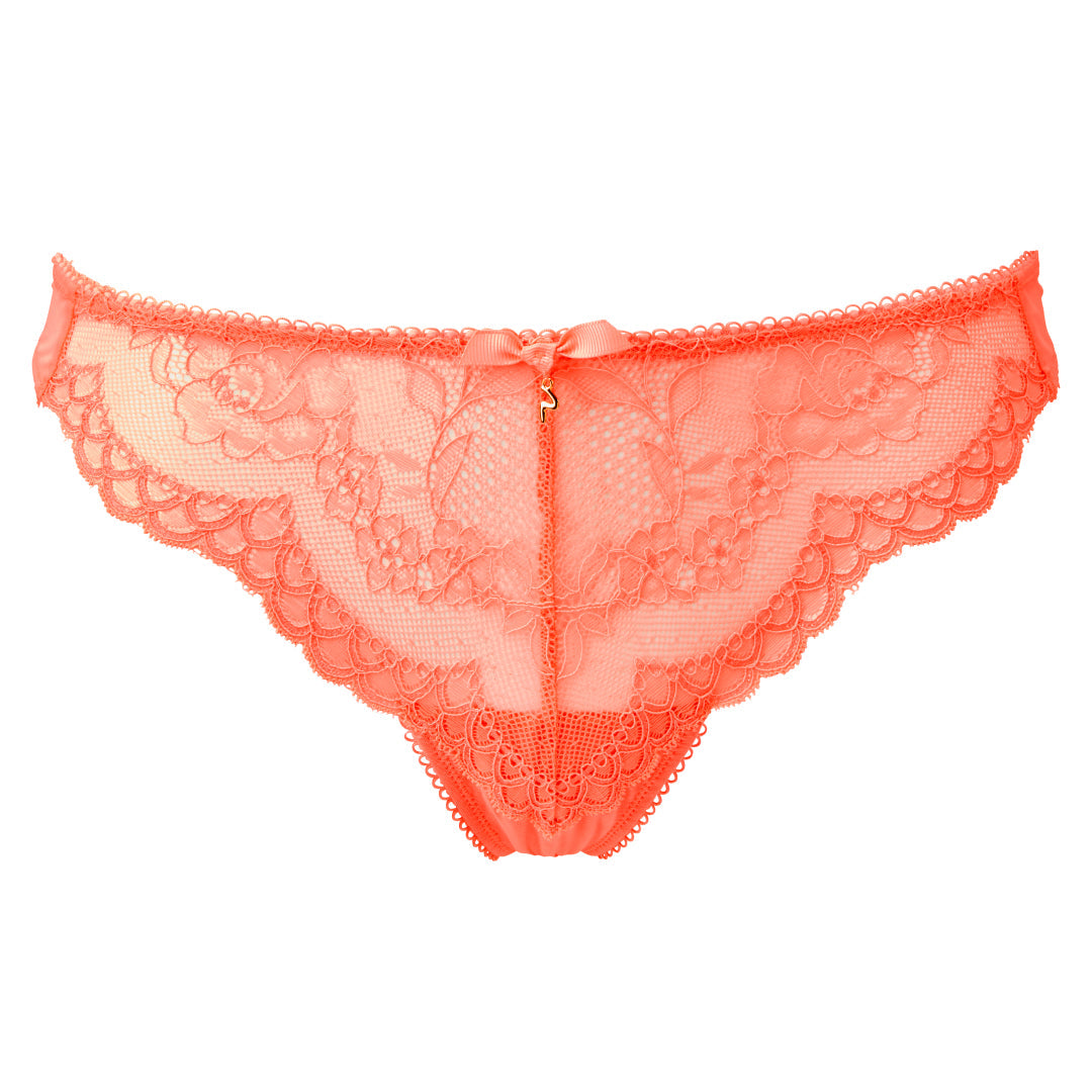 Gossard Superboost Lace Neon Coral Sheer Thong Panty-3