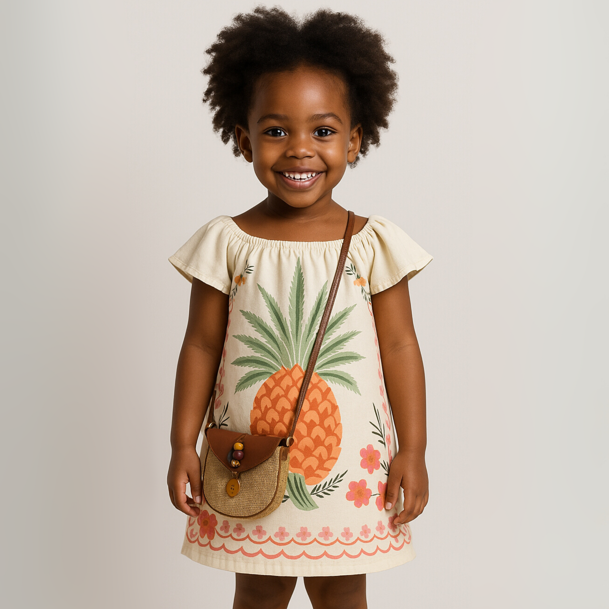 Tropical Isla Girls Linen Dress - Farnelli