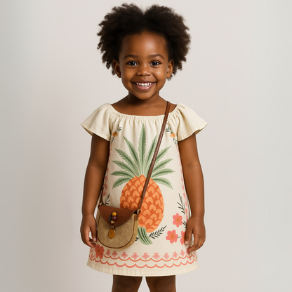 Tropical Isla Girls Linen Dress - Farnelli