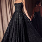 Ladivine Amoris T213 Sleeveless Spaghetti Strap A-Line Glitter Gown