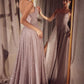 Ladivine Amoris T213 Sleeveless Spaghetti Strap A-Line Glitter Gown