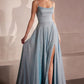 Ladivine Amoris T213 Sleeveless Spaghetti Strap A-Line Glitter Gown