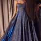 Ladivine Amoris T213 Sleeveless Spaghetti Strap A-Line Glitter Gown