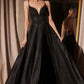 Ladivine Amoris T214 Sleeveless Spaghetti Strap A-Line Glitter Gown