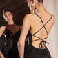 Ladivine Amoris T214 Sleeveless Spaghetti Strap A-Line Glitter Gown