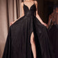 Ladivine Amoris T214 Sleeveless Spaghetti Strap A-Line Glitter Gown