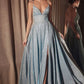 Ladivine Amoris T214 Sleeveless Spaghetti Strap A-Line Glitter Gown