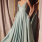 Ladivine Amoris T214 Sleeveless Spaghetti Strap A-Line Glitter Gown
