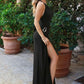 Amoris T218 Long Halter Neck Sleeveless Semi-Formal Evening Gown
